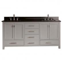 Avanity MODERO-VS72-CG-A - Avanity Modero 73 in. Double Vanity in Chilled Gray finish with Black Granite Top