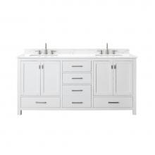 Avanity MODERO-VS72-WT-E - Avanity Modero 73 in. Double Vanity in White finish with Cala White Engineered Stone Top