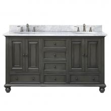 Avanity THOMPSON-VS60-CL-C - Avanity Thompson 61 in. Double Vanity in Charcoal Glaze finish with Carrara White Marble Top