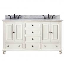 Avanity THOMPSON-VS60-FW-C - Avanity Thompson 61 in. Double Vanity in French White finish with Carrara White Marble Top