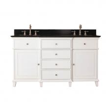 Avanity WINDSOR-VS60-WT-A - Avanity Windsor 61 in. Double Vanity in White finish with Black Granite Top