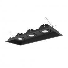 Nora NMRT3-3RL130FBB - Three-Head Flanged LED Multiple Lighting Trim, 900lm per Head w/ Flood Optic, 3000K, Regressed Black