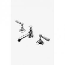 Waterworks Studio 07-03100-94559 - Highgate Low Profile Three Hole Deck Mounted Lavatory Faucet with White Porcelain Lever Handles in