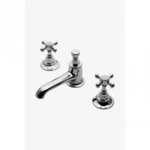 Waterworks Studio 07-98695-24942 - Highgate Low Profile Three Hole Deck Mounted Lavatory Faucet with Metal Cross Handles in Chrome, 1