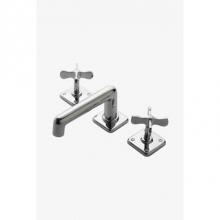 Waterworks Studio 07-02455-89327 - Ludlow Low Profile Three Hole Deck Mounted Lavatory Faucet with Metal Cross Handles in Chrome, 1.2