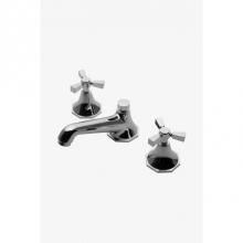 Waterworks Studio 07-92875-12019 - Roadster Low Profile Three Hole Deck Mounted Lavatory Faucet with Metal Tri-spoke Handles in Chrom