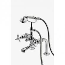 Waterworks Studio 09-10976-76447 - Roadster Exposed Deck Mounted Tub Filler with 2.0gpm Handshower and Tri-spoke Handles in Chrome