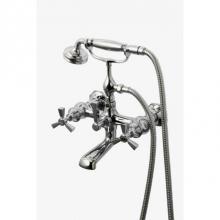 Waterworks Studio 09-21730-63189 - Roadster Exposed Wall Mounted Tub Filler with 1.75gpm Handshower and Metal Tri-spoke Handles in Ni