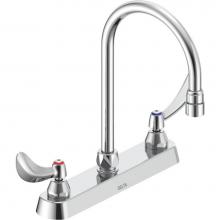 Delta Commercial 26C3934-LS - Commercial 26C3: Two Handle 8'' Cast Deck Mount Faucet with Limited Swing Spout