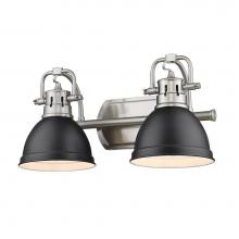 Golden Lighting 3602-BA2 PW-BLK - Duncan 2 Light Bath Vanity in Pewter with Matte Black Shades