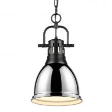 Golden Lighting 3602-S BLK-CH - Duncan Small Pendant with Chain