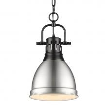 Golden Lighting 3602-S BLK-PW - Duncan Small Pendant with Chain