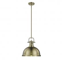 Golden Lighting 3604-L AB-AB - Duncan 1 Light Pendant with Rod in Aged Brass with an Aged Brass Shade