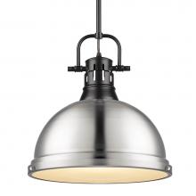 Golden Lighting 3604-L BLK-PW - Duncan Large Pendant with Rod