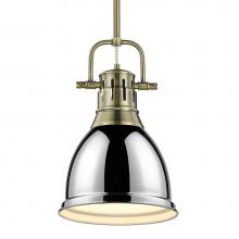 Golden Lighting 3604-S AB-CH - Duncan Small Pendant with Rod