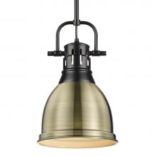 Golden Lighting 3604-S BLK-AB - Duncan Small Pendant with Rod