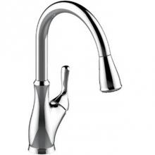 OmniPro OPA-151C - Single Handle Cp Kitchen Faucet, High Arc Spout W/Pulldown Spray, Metal Lever Handle, Ceramic Cart