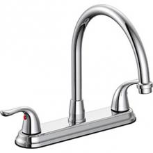 OmniPro OPB-250CWJP - 2 Handle Cp Kitchen Faucet L/Spray Metal Lever Handle, Gooseneck Spout, Washerless Cartridge, Job