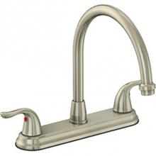 OmniPro OPB-250SSWJP - 2 Handle S/S Kitchen Faucet L/Spray  Metal Lever Handle, Gooseneck Spout, Washerless Cartridge, Jo