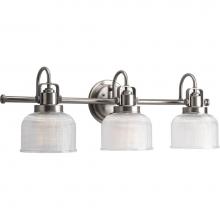 Progress Lighting P2992-81 - Archie Collection Three-Light Antique Nickel Clear Double Prismatic Glass Coastal Bath Vanity Ligh