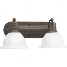 Progress Lighting P3162-20 - Madison Collection Two-Light Antique Bronze Etched Glass Traditional Bath Vanity Light