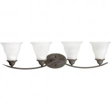 Progress Lighting P3193-20 - Trinity Collection Four-Light Antique Bronze Etched Glass Traditional Bath Vanity Light