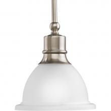 Progress Lighting P5078-09 - Madison Collection One-Light Brushed Nickel Etched Glass Traditional Mini-Pendant Light