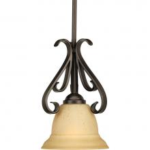 Progress Lighting P5153-77 - Torino Collection One-Light Forged Bronze Tea-Stained Glass Transitional Mini-Pendant Light