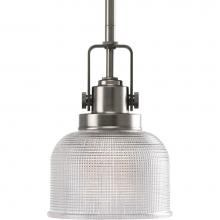 Progress Lighting P5173-81 - Archie Collection One-Light Antique Nickel Double Prismatic Glass Coastal Mini-Pendant Light