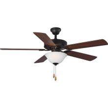 Progress Lighting P2599-129 - AirPro Collection 52'' Five-Blade Ceiling fan with White Etched Light Kit