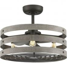 Progress Lighting P250012-143-22 - Gulliver 23'' 3-Blade Gray Weathered Faux Wood Finish Ceiling Fan with LED Bulbs