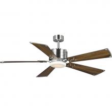 Progress Lighting P250021-009-30 - Glenfalls Collection 5-Blade Reversible Chestnut 56-Inch AC Motor LED Transitional Ceiling Fan