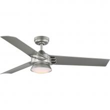 Progress Lighting P250062-152-30 - Edwidge Collection 3-Blade Painted Nickel 52-Inch DC Motor LED Contemporary Ceiling Fan