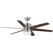 Progress Lighting P250074-009-30 - Carrollwood Collection 56-Inch Six-Blade American Walnut/Silver DC Motor Contemporary Ceiling Fan