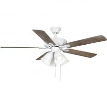 Progress Lighting P250077-030-WB - AirPro 52 in. White 5-Blade AC Motor Ceiling Fan with Light