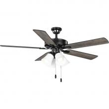 Progress Lighting P250077-31M-WB - AirPro 52 in. Matte Black 5-Blade AC Motor Ceiling Fan with Light