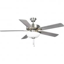 Progress Lighting P250078-009-WB - AirPro 52 in. Brushed Nickel 5-Blade AC Motor Ceiling Fan with Light