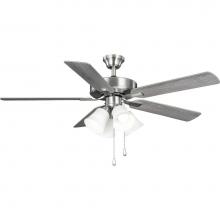 Progress Lighting P250081-009-WB - AirPro 52 in. Brushed Nickel 5-Blade AC Motor Transitional Ceiling Fan with Light