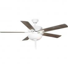 Progress Lighting P250082-030-WB - AirPro 52 in. White 5-Blade AC Motor Transitional Ceiling Fan with Light