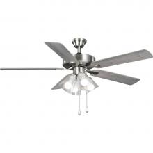 Progress Lighting P250085-009-WB - AirPro 52 in. Brushed Nickel 5-Blade AC Motor Transitional Ceiling Fan with Light