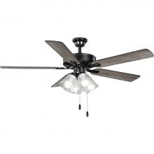 Progress Lighting P250085-31M-WB - AirPro 52 in. Matte Black 5-Blade AC Motor Transitional Ceiling Fan with Light