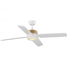 Progress Lighting P250097-028-30 - Schaffer II Collection 56 in. Four-Blade Satin White Modern Organic Ceiling Fan with Integrated LE