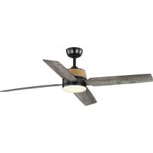 Progress Lighting P250097-31M-30 - Schaffer II Collection 56 in. Four-Blade Matte Black Modern Organic Ceiling Fan with Integrated LE