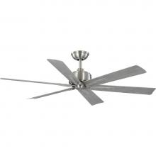 Progress Lighting P250100-009 - Brazas Collection 56 in. Six-Blade Brushed Nickel Transitional Ceiling Fan