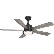 Progress Lighting P250102-31M-CS - Tarsus Collection 52 in. Five Blade Matte Black Modern Ceiling Fan with Integrated CCT-LED Light