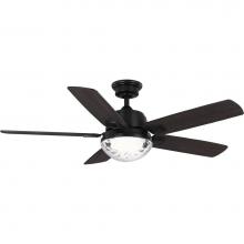 Progress Lighting P250104-31M-CS - Tompkins Collection 52 in. Five Blade Matte Black Coastal Ceiling Fan with Integrated CCT-LED ligh