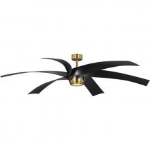 Progress Lighting P250108-163-30 - Insigna Collection 72-in Six-Blade Vintage Brass Contemporary Ceiling Fan with Matte Black Blades