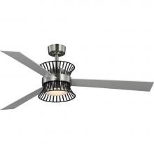 Progress Lighting P250110-009-30 - Bisbee Collection 55-in Three-Blade Brushed Nickel Global Ceiling Fan with Matte Black Accent