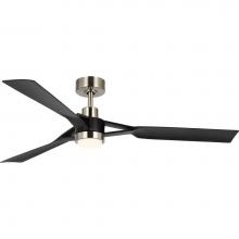 Progress Lighting P250111-009-30 - Belen Collection 60-in Three-Blade Brushed Nickel Modern Ceiling Fan with Matte Black Blades