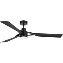 Progress Lighting P250117-31M-30 - Belen Collection 60-in Three-Blade Matte Black Modern Ceiling Fan with Matte Black Blades